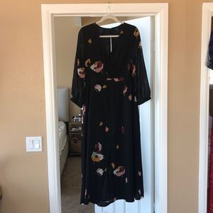 Madewell black floral midi dress - Unworn